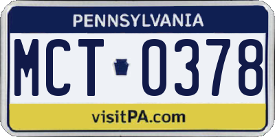 PA license plate MCT0378