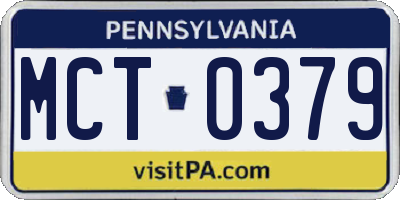 PA license plate MCT0379