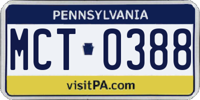 PA license plate MCT0388