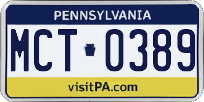 PA license plate MCT0389