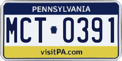 PA license plate MCT0391