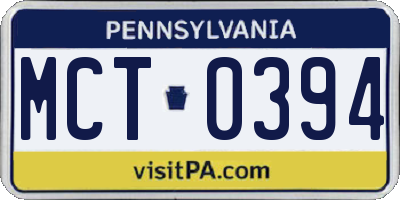 PA license plate MCT0394