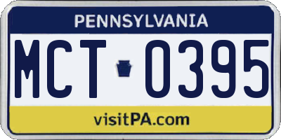 PA license plate MCT0395