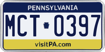 PA license plate MCT0397