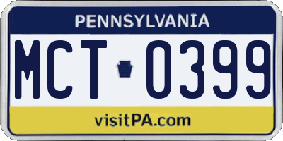 PA license plate MCT0399