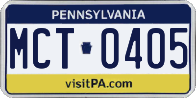 PA license plate MCT0405