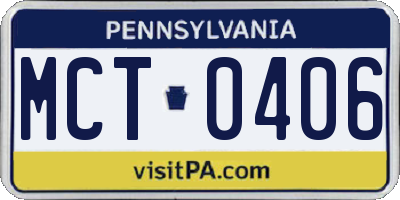 PA license plate MCT0406