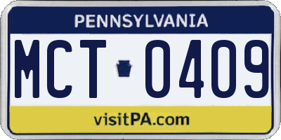 PA license plate MCT0409
