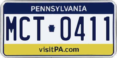 PA license plate MCT0411