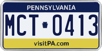 PA license plate MCT0413
