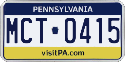 PA license plate MCT0415