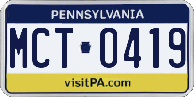 PA license plate MCT0419
