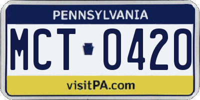PA license plate MCT0420