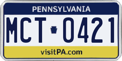 PA license plate MCT0421