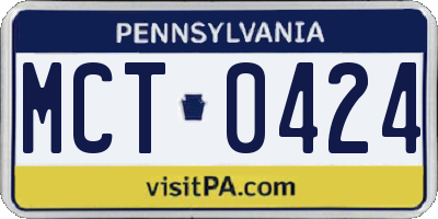 PA license plate MCT0424