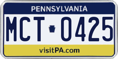 PA license plate MCT0425