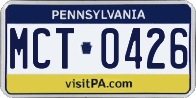PA license plate MCT0426