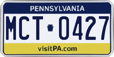 PA license plate MCT0427