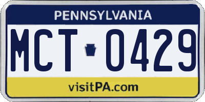 PA license plate MCT0429