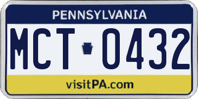 PA license plate MCT0432
