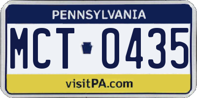 PA license plate MCT0435