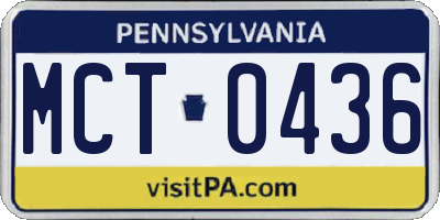 PA license plate MCT0436