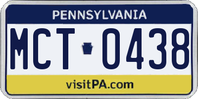 PA license plate MCT0438
