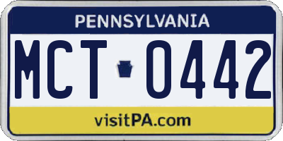 PA license plate MCT0442
