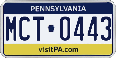 PA license plate MCT0443