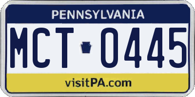 PA license plate MCT0445