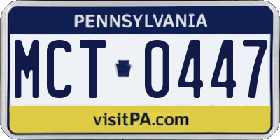 PA license plate MCT0447