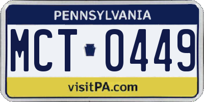 PA license plate MCT0449