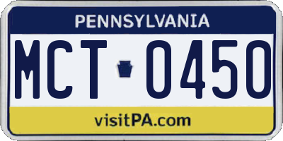 PA license plate MCT0450
