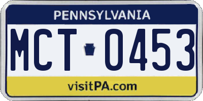 PA license plate MCT0453