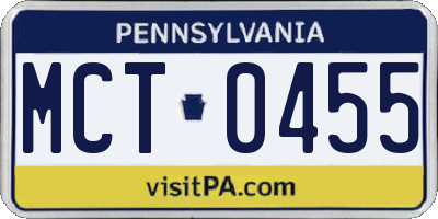 PA license plate MCT0455