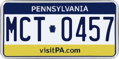 PA license plate MCT0457