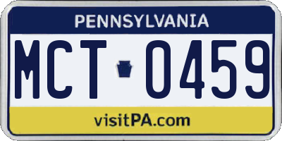 PA license plate MCT0459