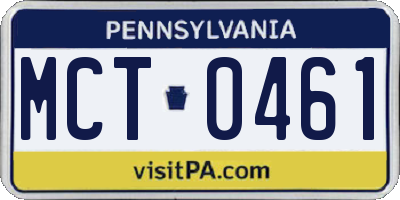 PA license plate MCT0461