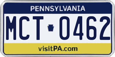 PA license plate MCT0462