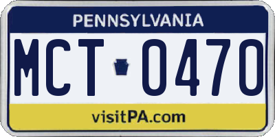 PA license plate MCT0470