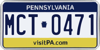 PA license plate MCT0471