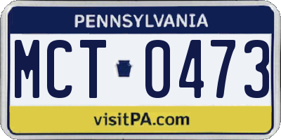 PA license plate MCT0473