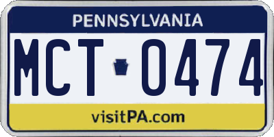 PA license plate MCT0474