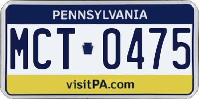 PA license plate MCT0475