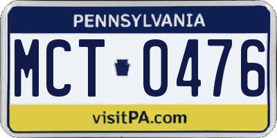 PA license plate MCT0476
