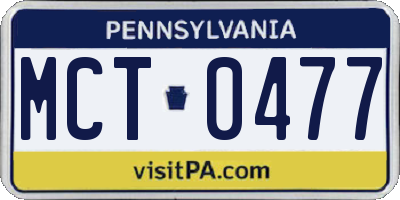 PA license plate MCT0477