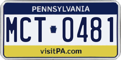 PA license plate MCT0481