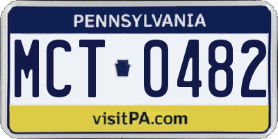 PA license plate MCT0482