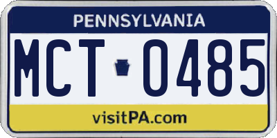 PA license plate MCT0485