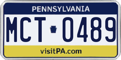 PA license plate MCT0489